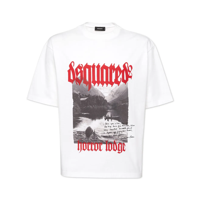 CAMISETA DSQUARED BLANCA LETRAS ROJO