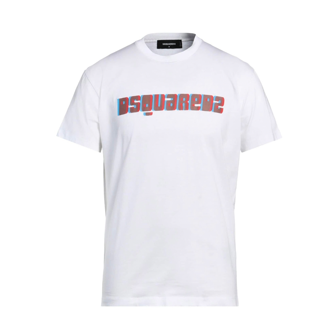 CAMISETA DSQUARED2 BLANCA LETRAS PECHO ROJO