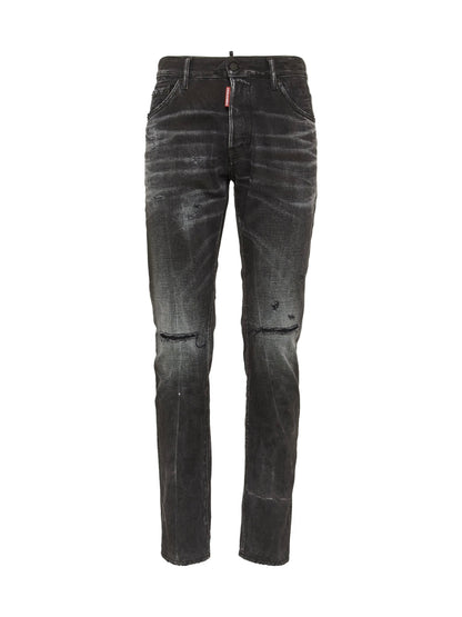 JEAN DSQ NEGRO CON ROTOS