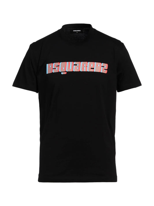 CAMISETA DSQUARED2 NEGRA LETRAS PECHO ROJO