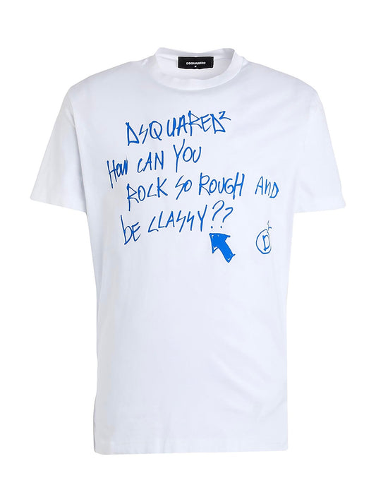 CAMISETA DSQUARED2 BLANCA FLECHA AZUL