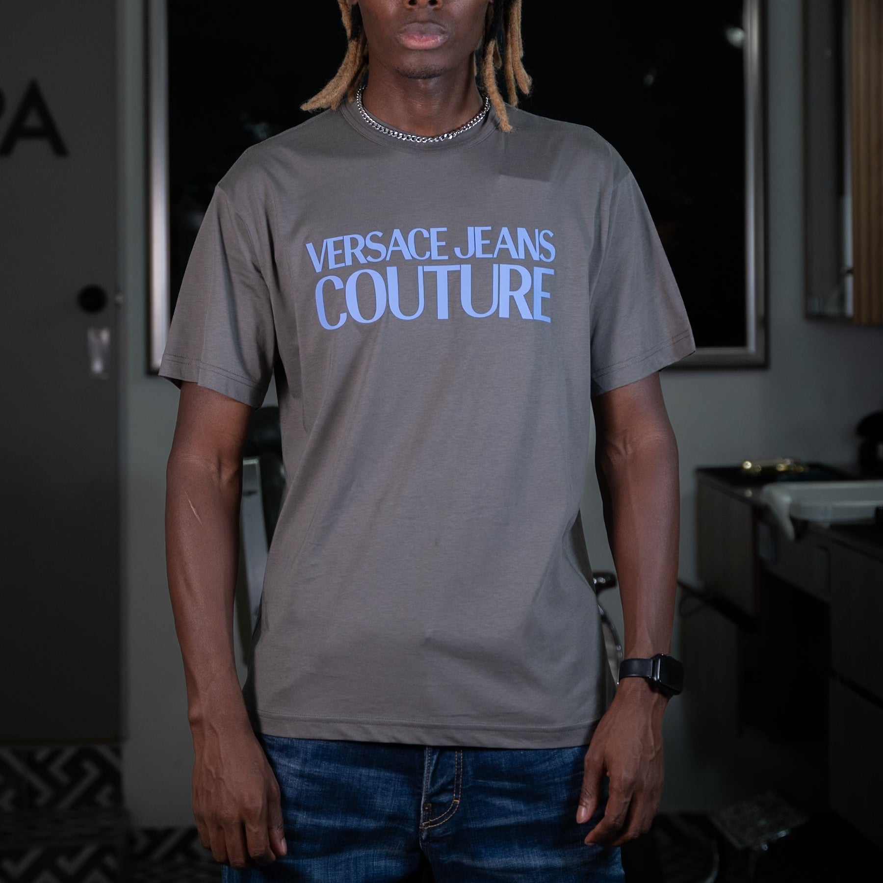 VERSACE JEANS VERDE LETRA AZUL